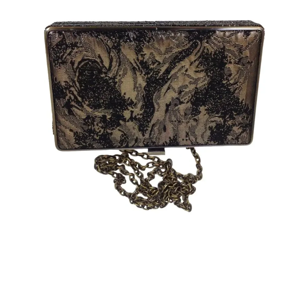 Sondra Roberts Bag Metallic Gold Clutch Crossbody Chain Clutch Purse